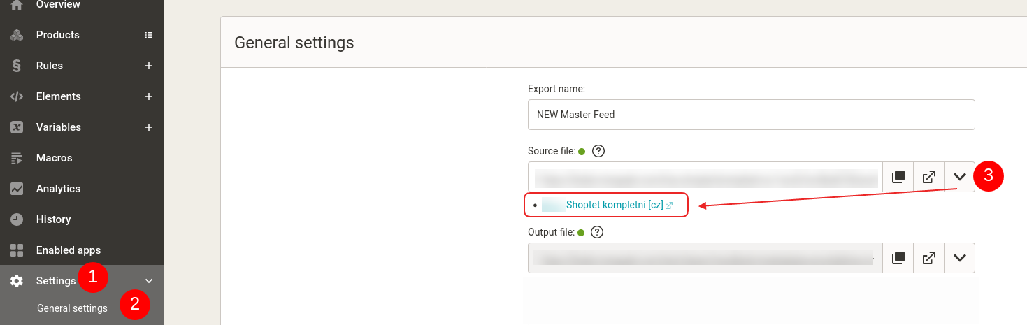 Create a master feed and eliminate the need to edit each export ...
